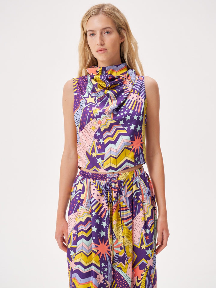 Топ без рукавов с принтом из шелка Liberty