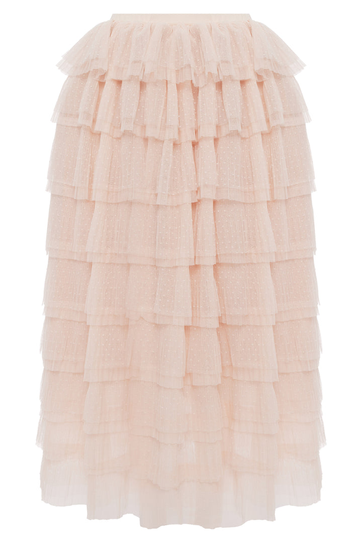 Юбка с воланами из мягкой сетки гофре в горошек