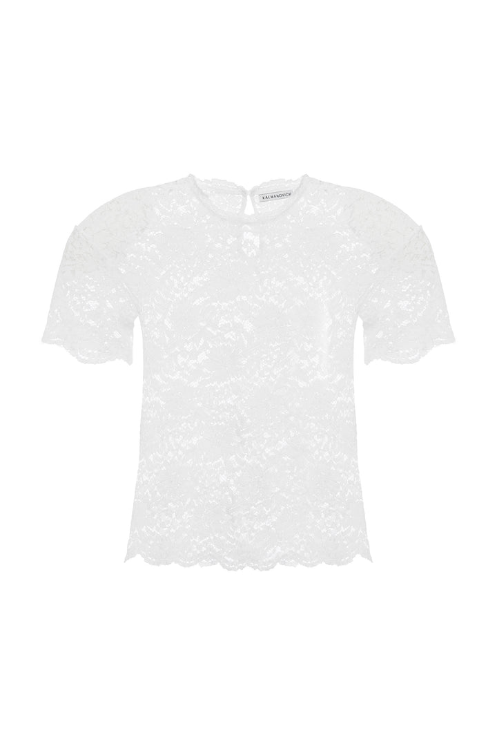 Топ с подплечниками из кружева