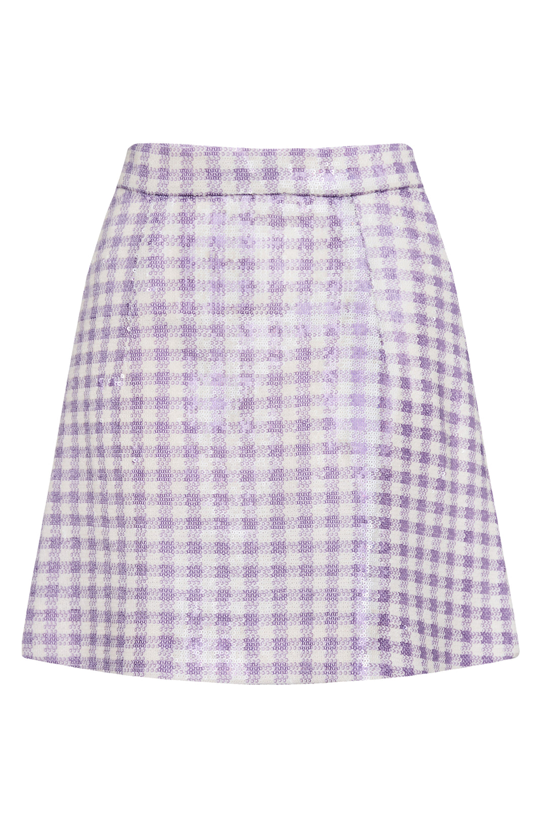 Мини юбка в клетку из ткани с пайетками