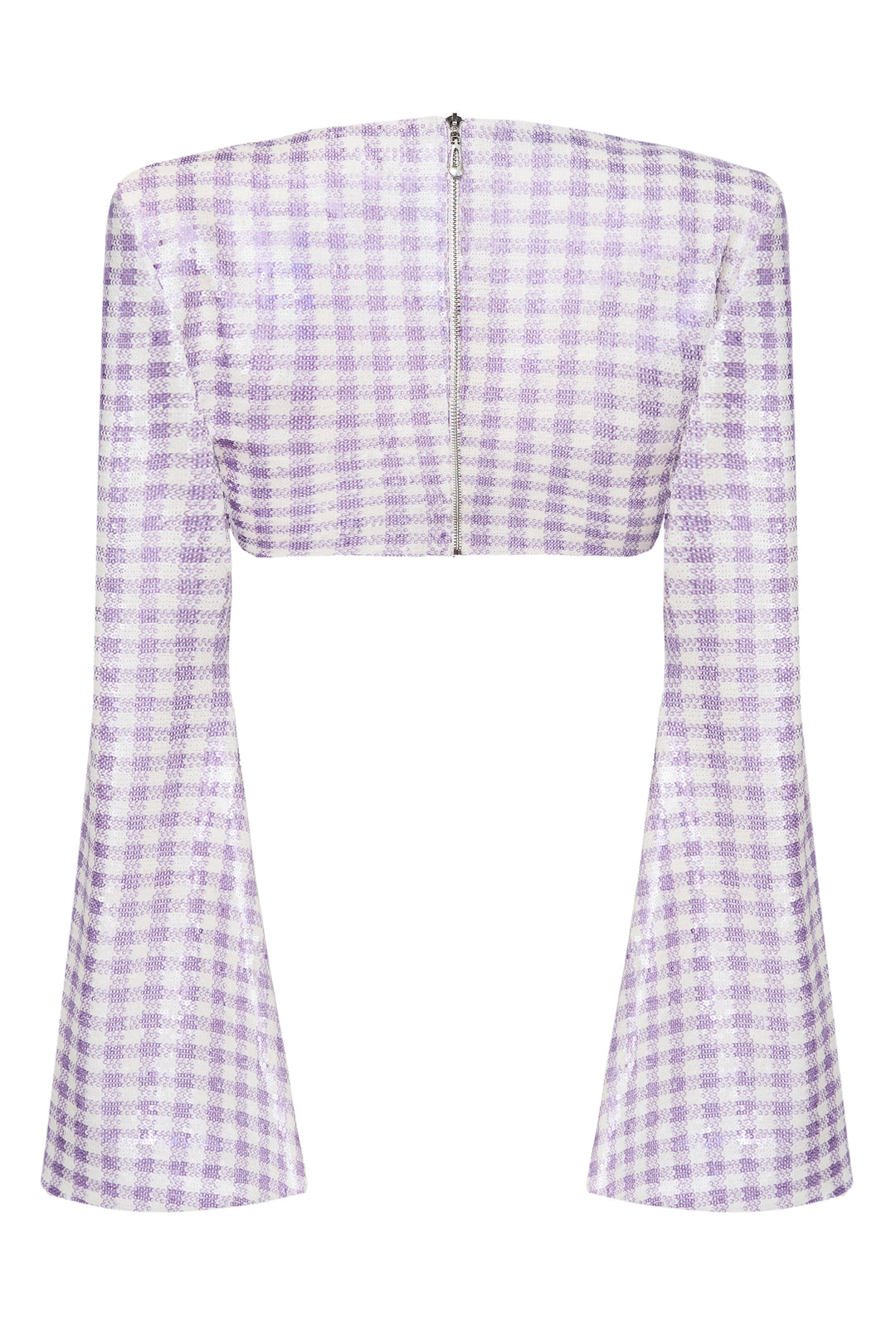 Топ в клетку из ткани с пайетками