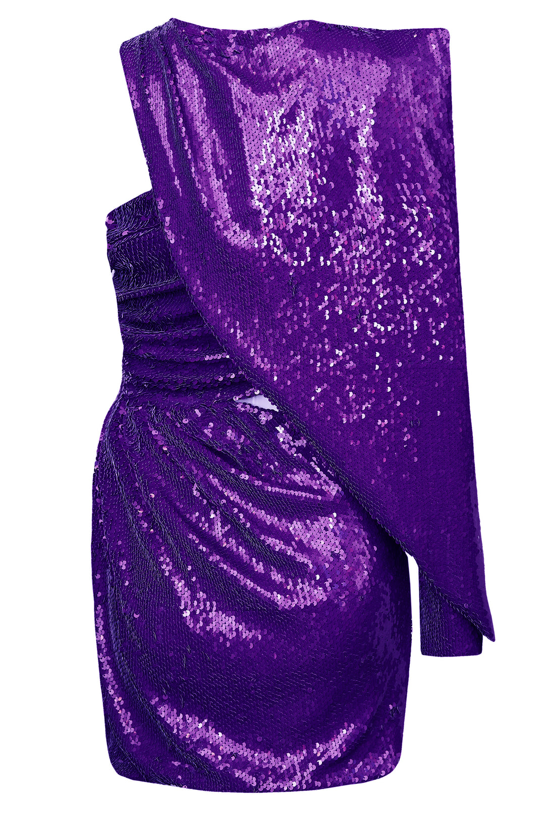 Платье из ткани с пайетками с накидкой на одно плечо
