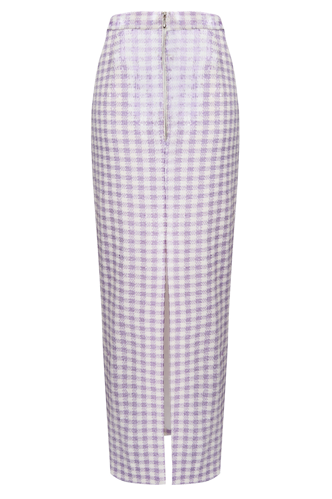 Миди юбка в клетку из ткани с пайетками