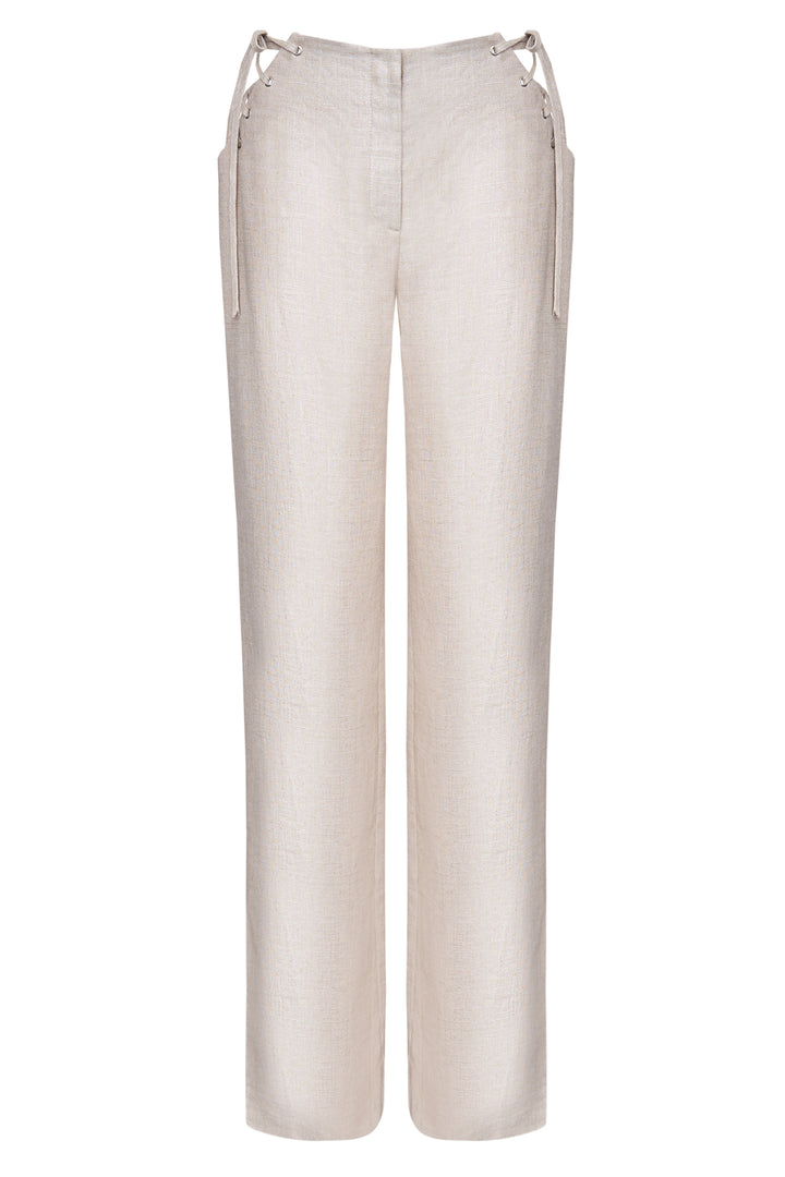 Брюки из льна на завязках