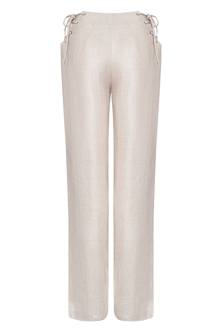 Брюки из льна на завязках