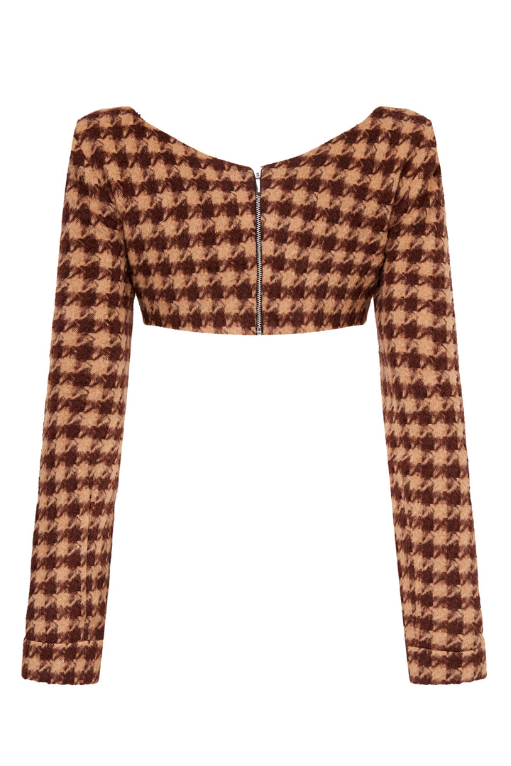 Топ в клетку с длинными рукавами