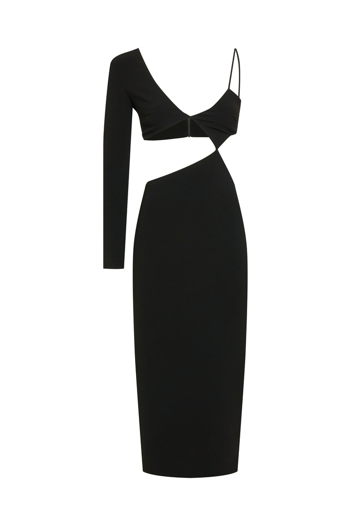 Платье из крепа с одним рукавом