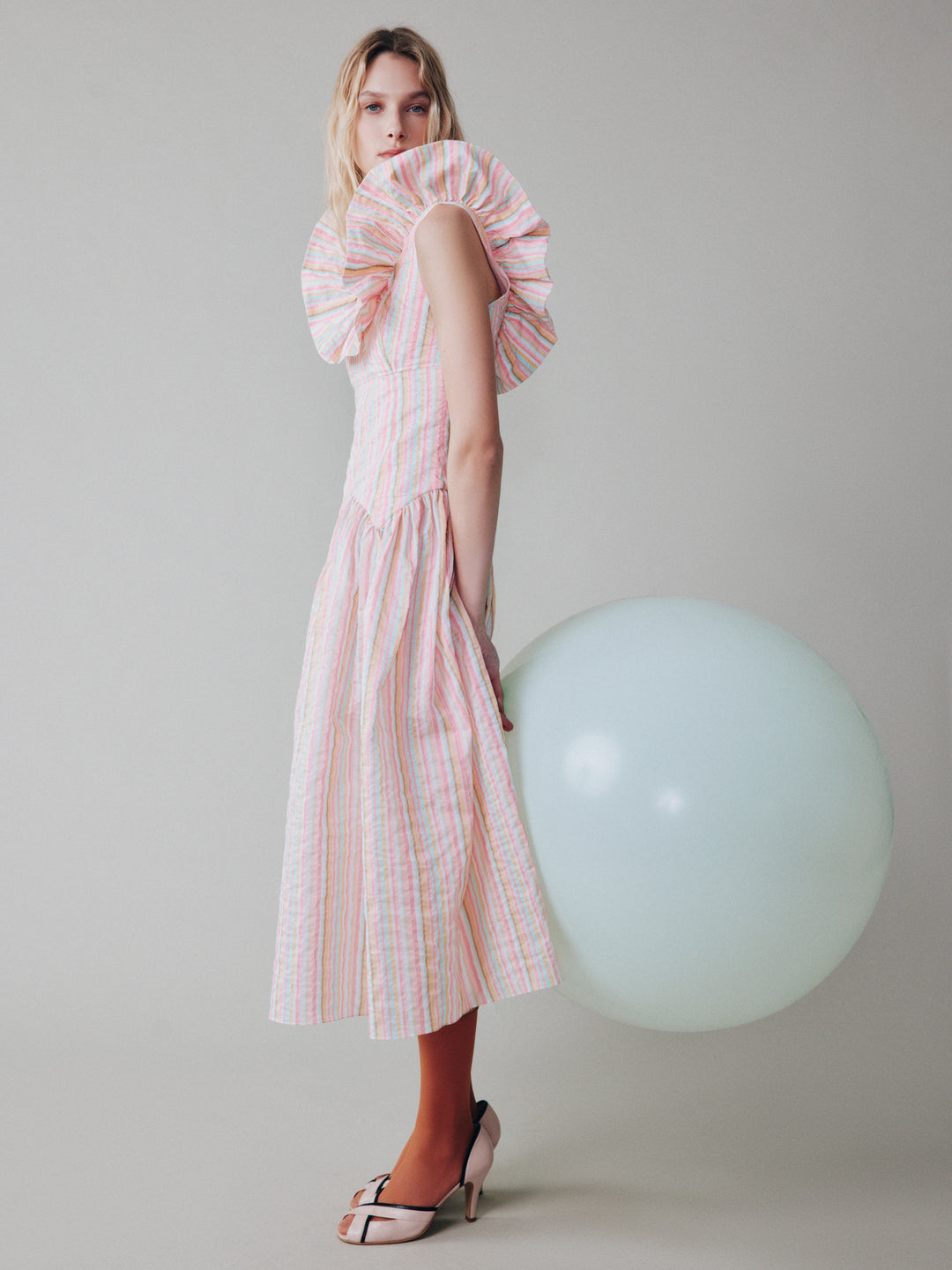 Платье в полоску из хлопка