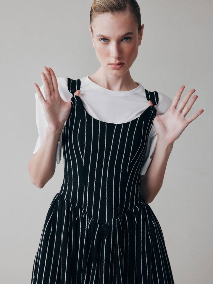 Платье из льняной ткани в полоску