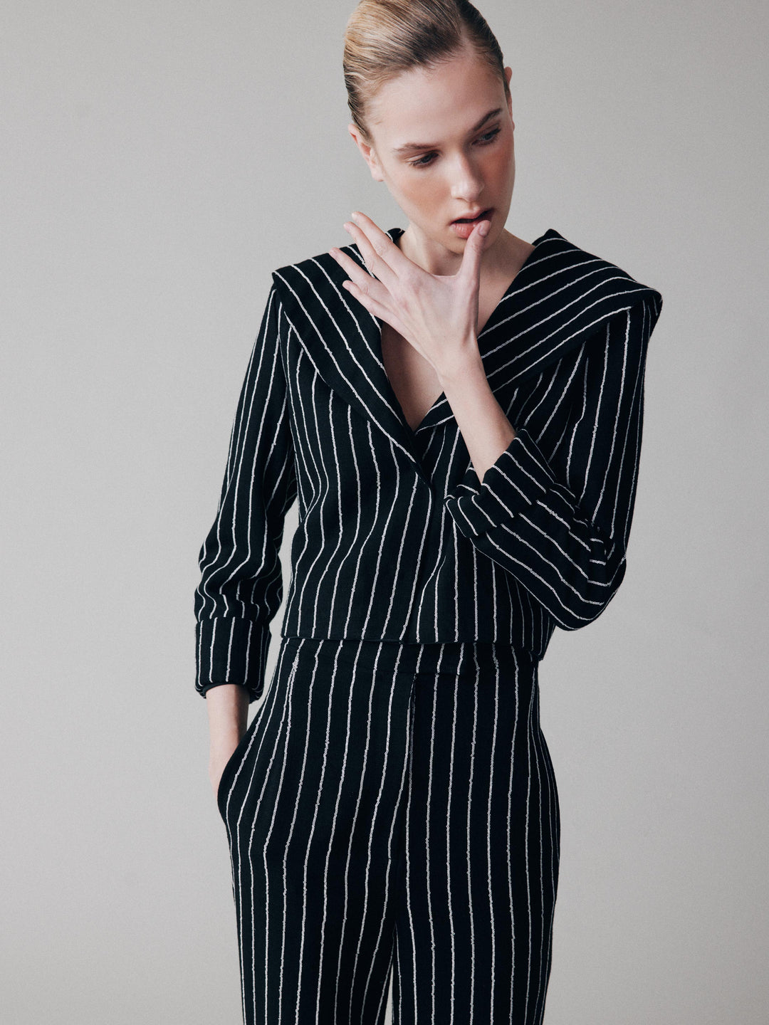 Жакет из льняной ткани в полоску