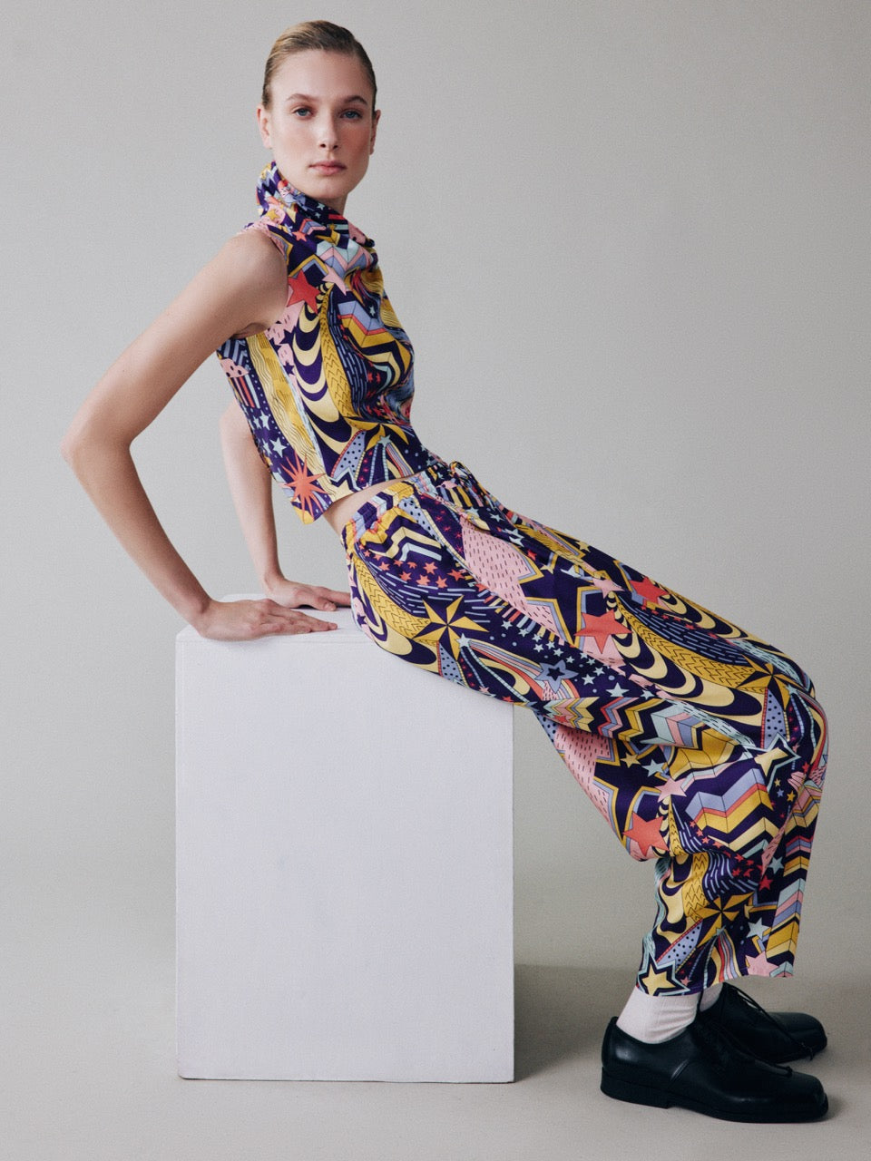 Широкие брюки с принтом из шелка Liberty