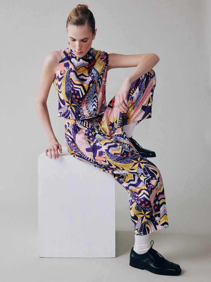 Топ без рукавов с принтом из шелка Liberty