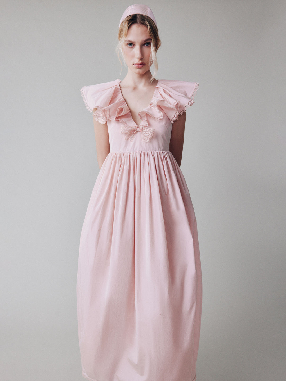 Платье из тафты с оборкой