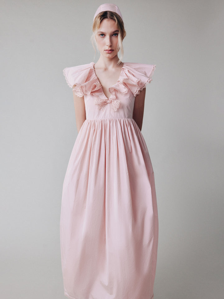 Платье из тафты с оборкой