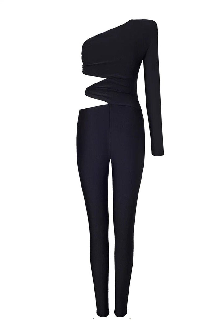 Комбинезон на одно плечо с вырезами