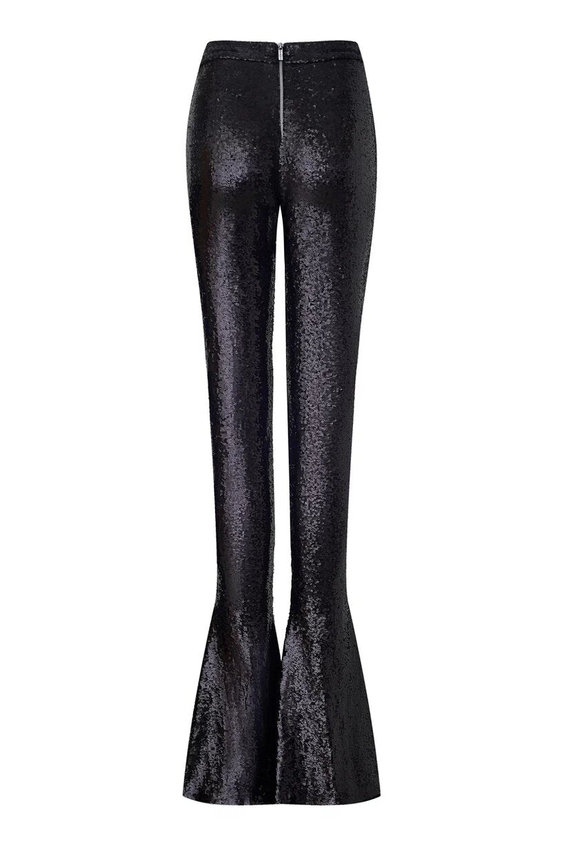Брюки клеш из ткани с пайетками