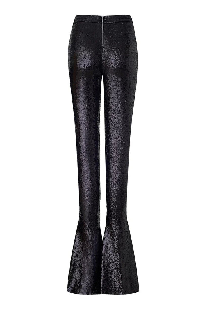 Брюки клеш из ткани с пайетками