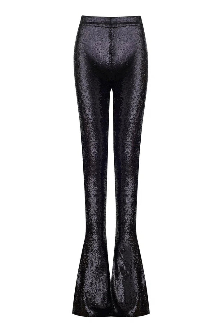 Брюки клеш из ткани с пайетками