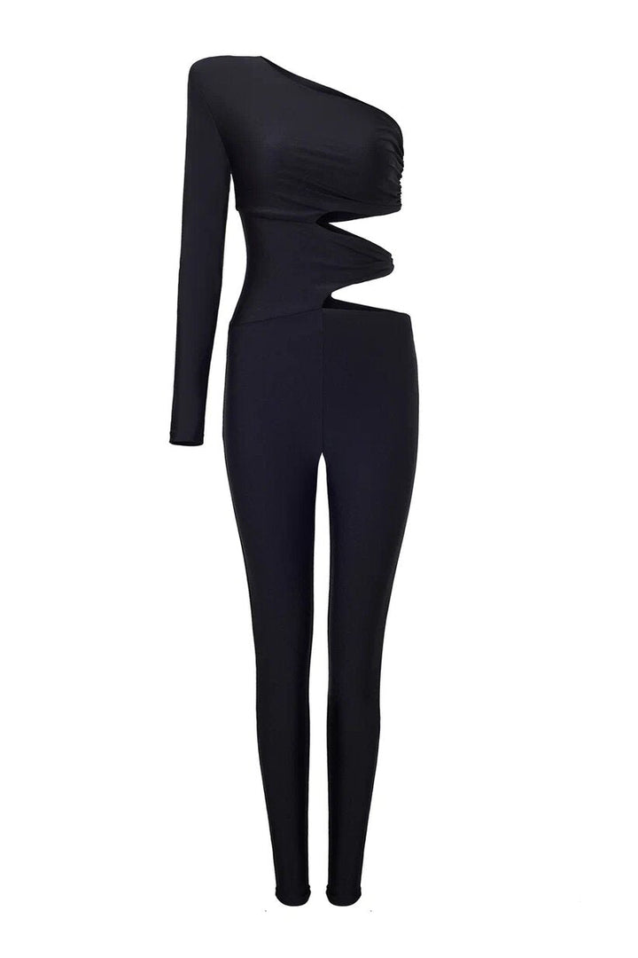 Комбинезон на одно плечо с вырезами