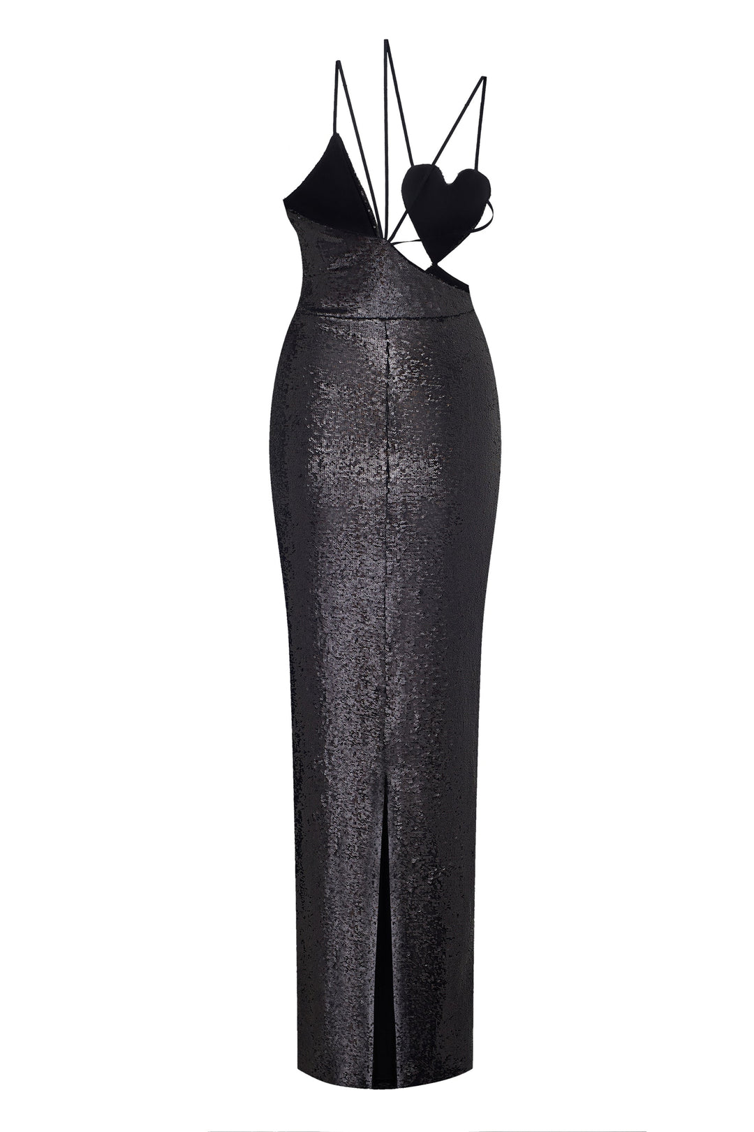 Платье с сердцем из ткани, расшитой пайетками